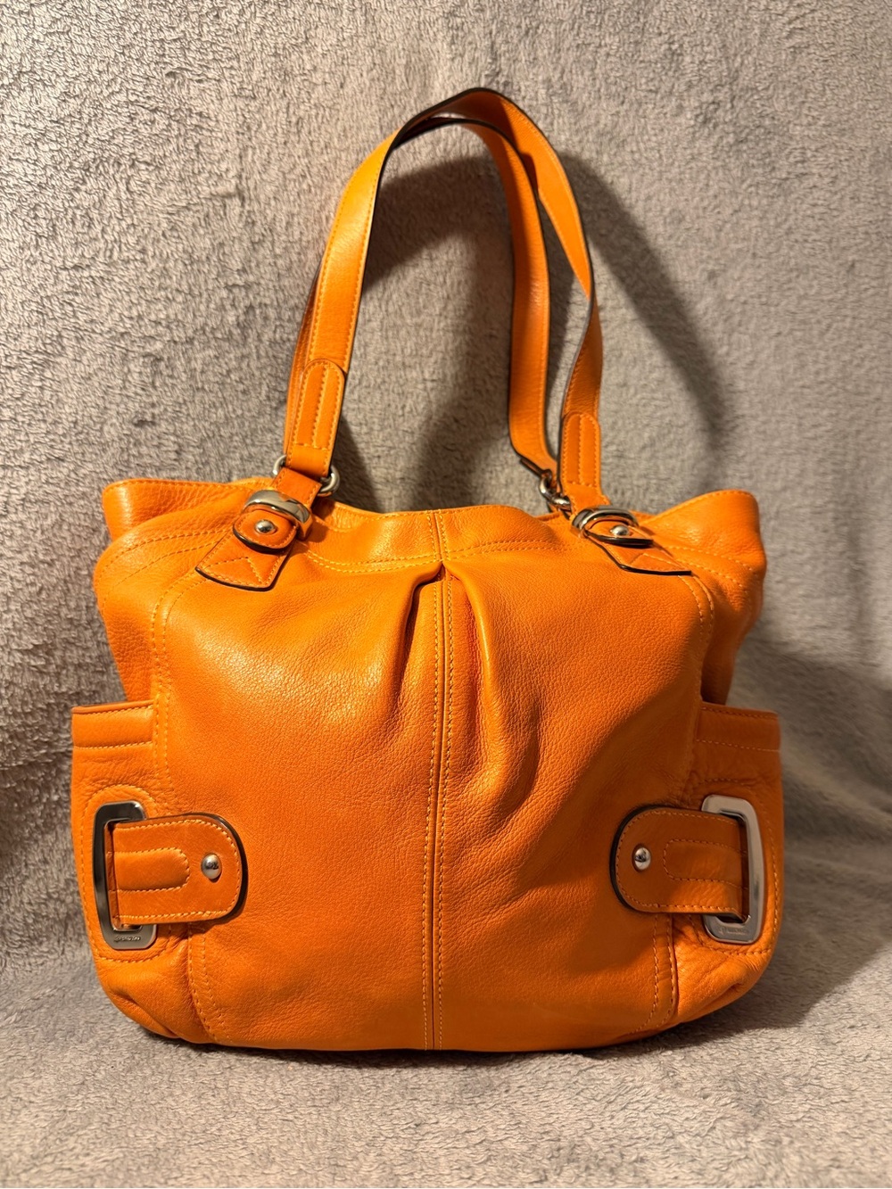 b. makowsky Orange Leather Shoulder Bag - Picture 3 of 8